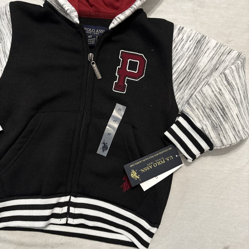 U.S Polo Assn Boys Hooded Jacket Size 3T/4T-Black - Picture 2 of 4